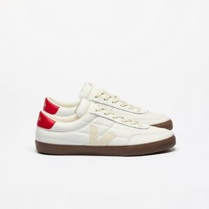 Veja White Leather Panenka Sneakers with Red Accents